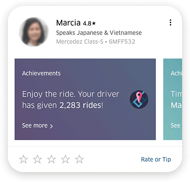 Uber driver profile card