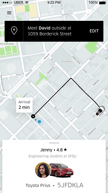 Uber driver profile screen