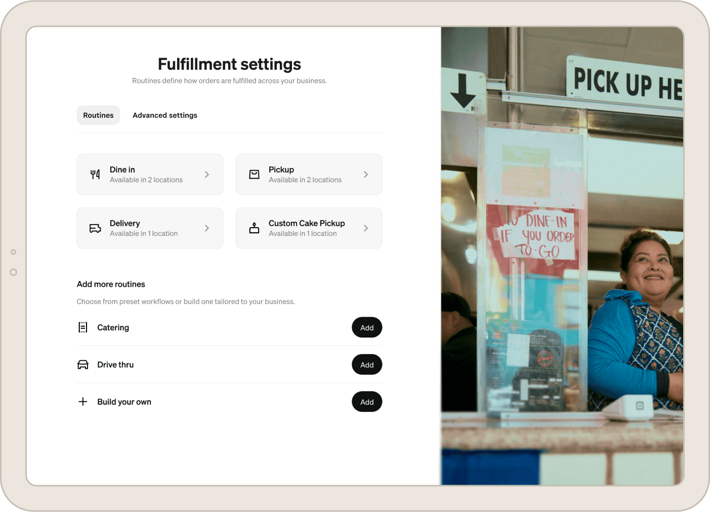 Square fulfillment settings on iPad