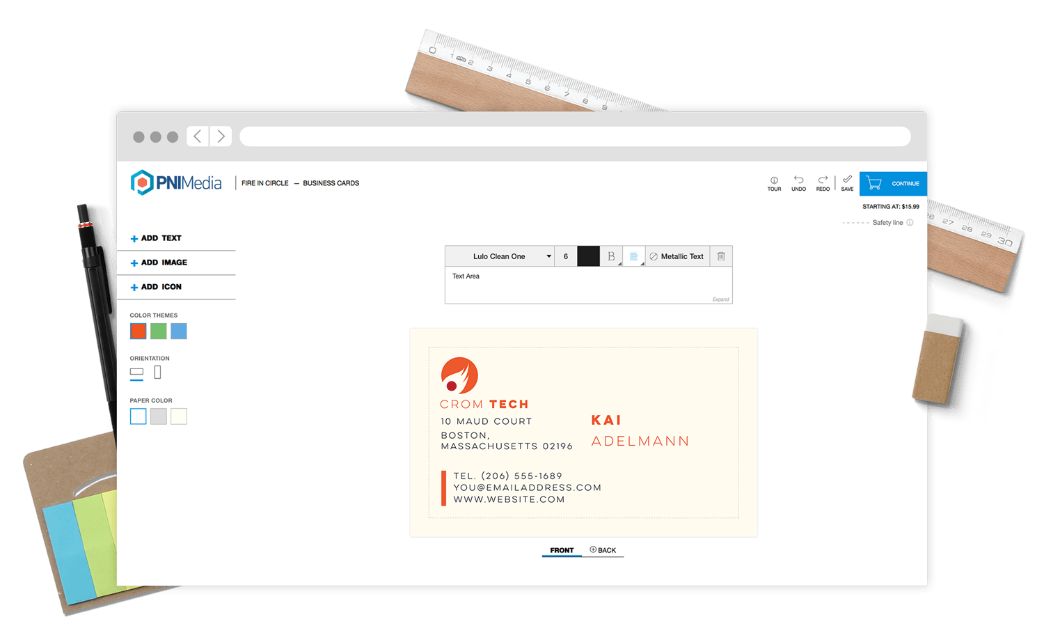 Photo builder desktop interface across client storefronts